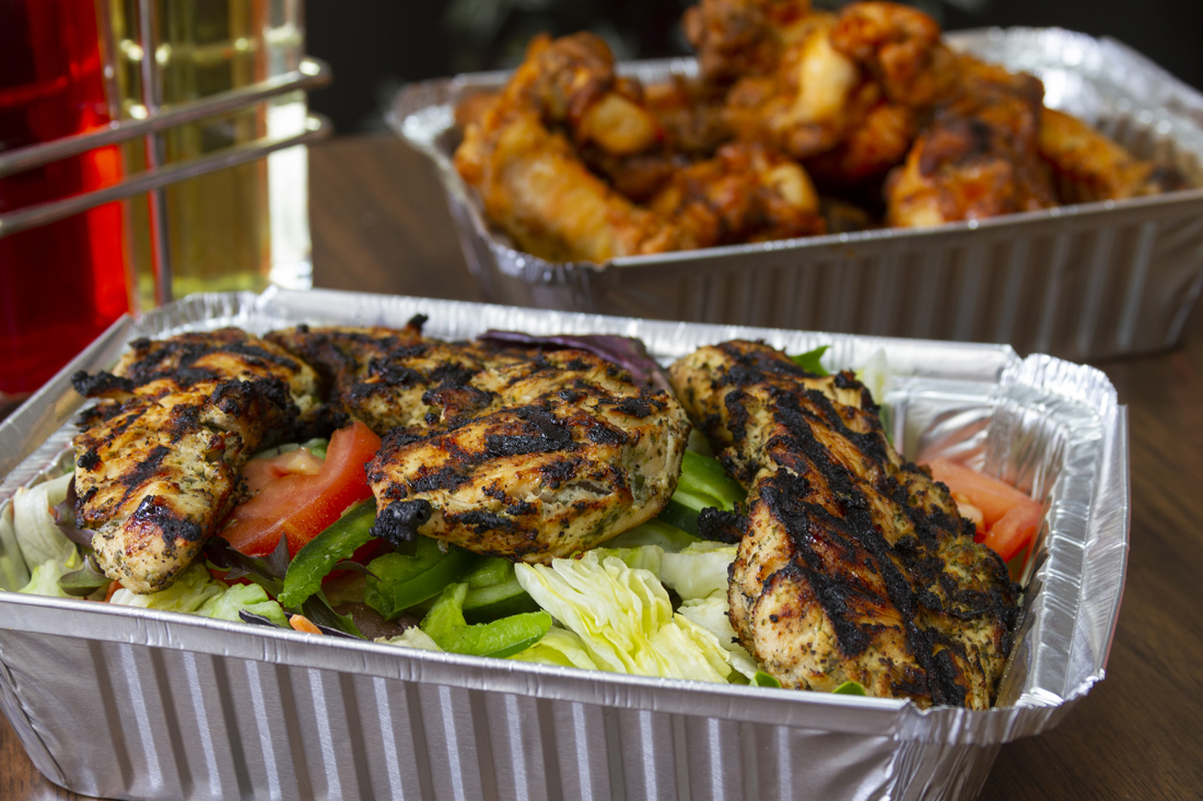 salad and wings