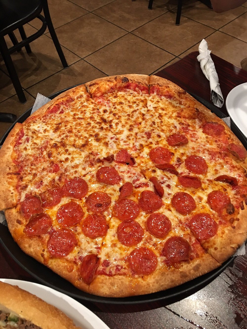 Top view of table full of pizza