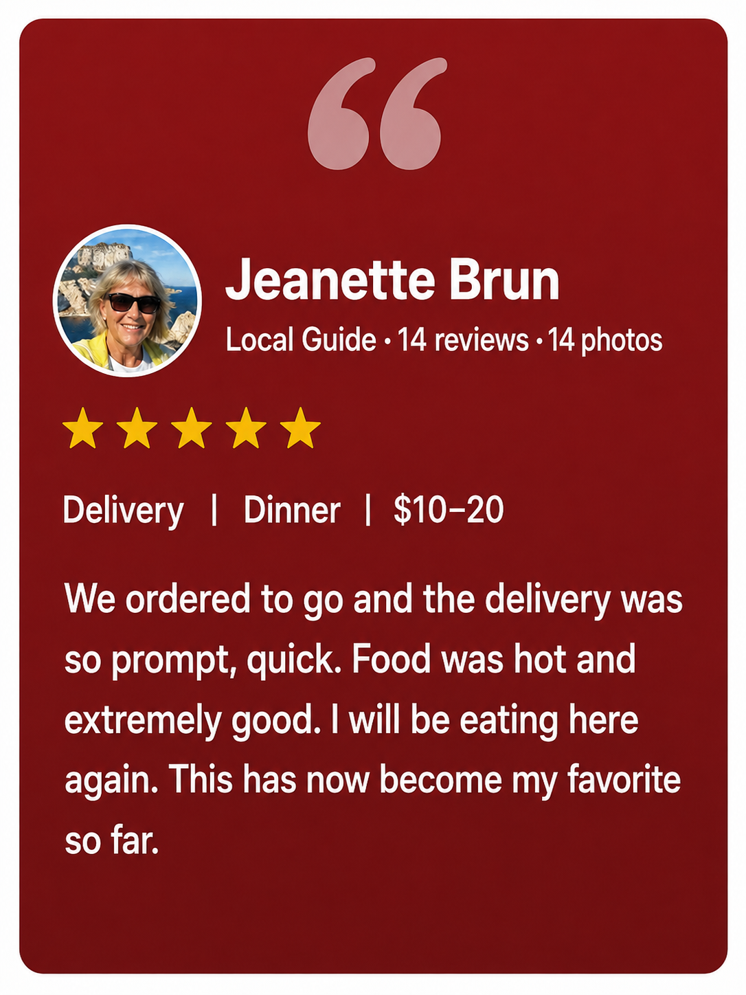   five start google review prompt delivery